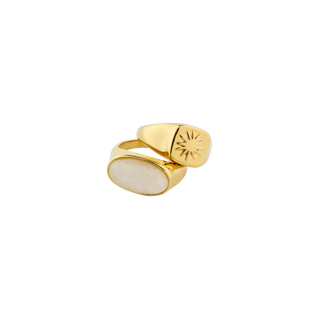 PILGRIM - PRISM RINGS 2-IN- 1 SET PLATED - GOLD -PLATED