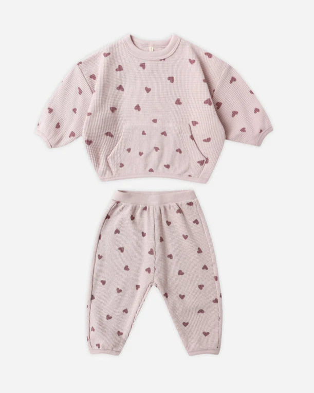 RYLEE + CRU - KIDS Waffle Slouch Set Hearts