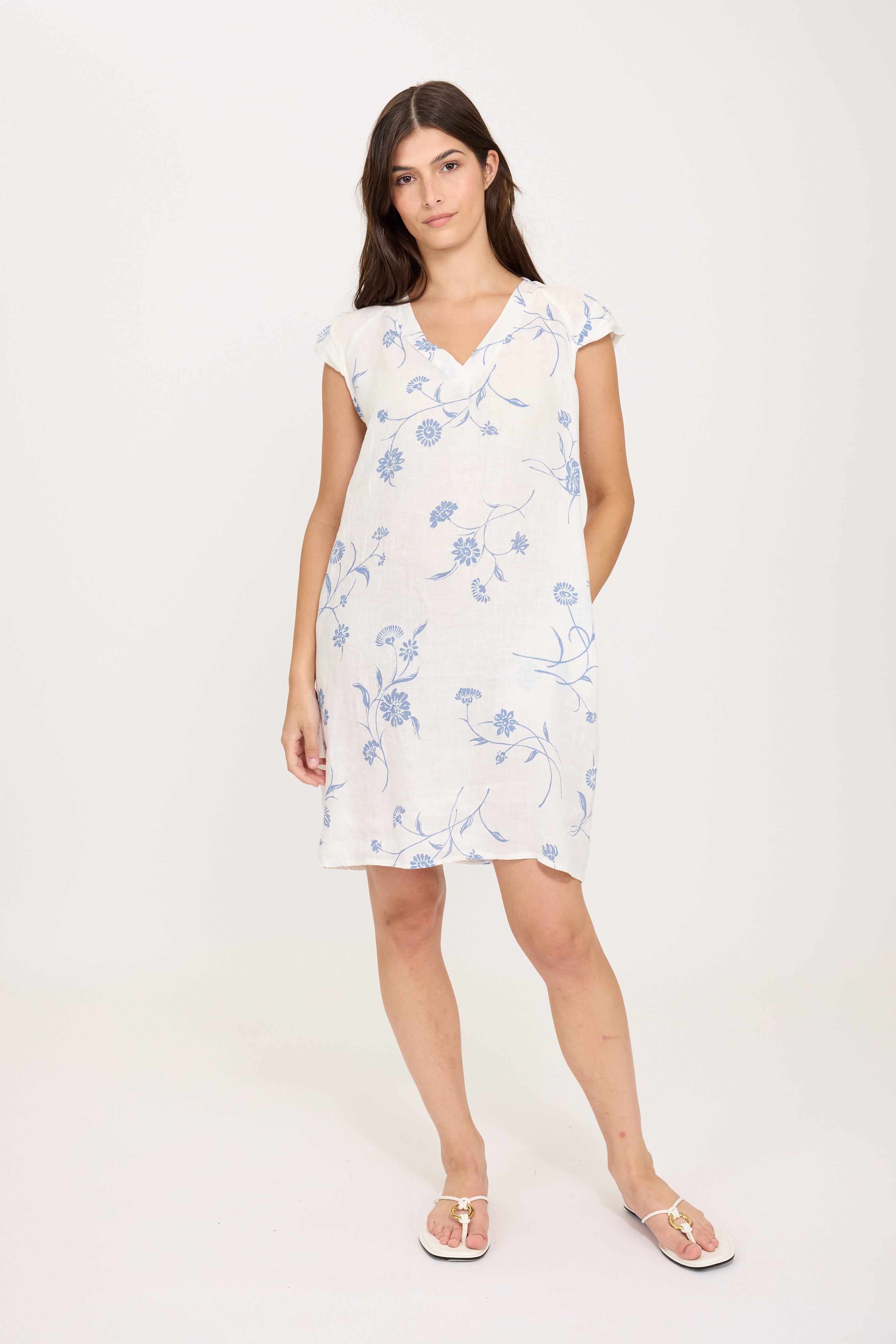 PISTACHE - CAP SLEEVE LINEN DRESS