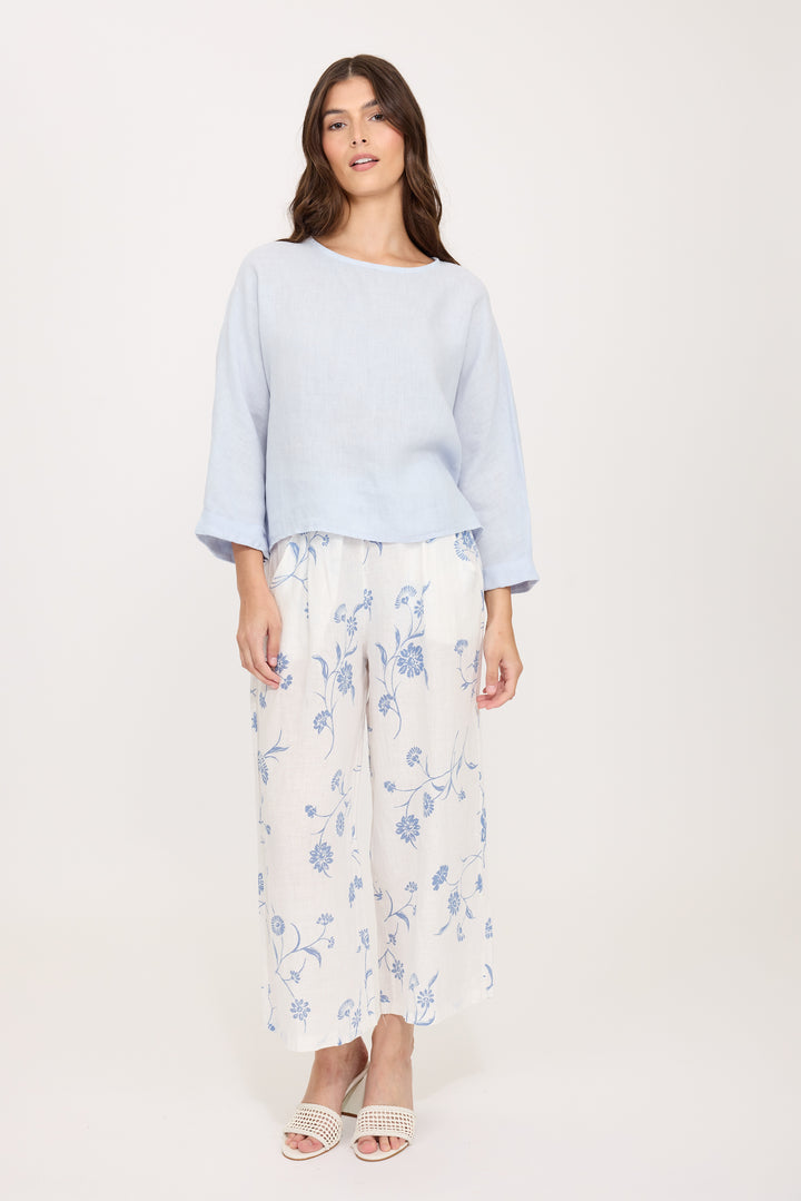 PISTACHE - FOLDED LINEN 3/4 SLEEVE TOP