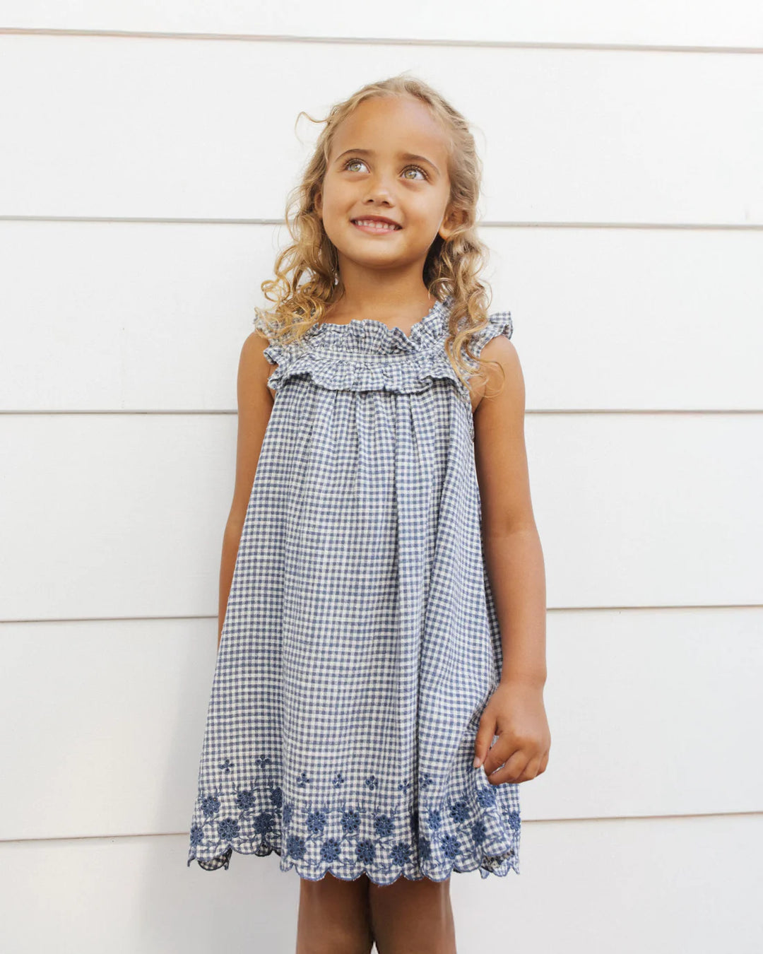 RYLEE + CRU - KIDS LENNON DRESS MARINE GINGHAM