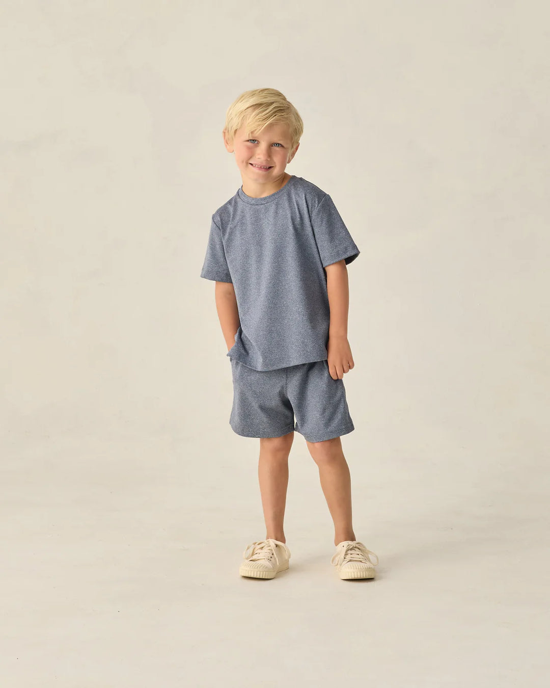 RYLEE + CRU - KIDS COVE ESSENTIAL TEE HEATHERED MARINE