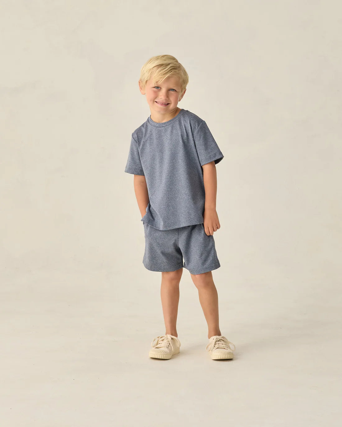 RYLEE + CRU - KIDS OCEANSIDE TECH SHORT HEATHERED MARINE