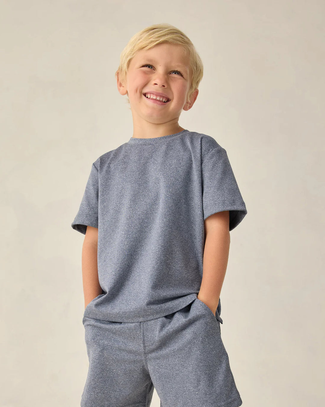 RYLEE + CRU - KIDS COVE ESSENTIAL TEE HEATHERED MARINE