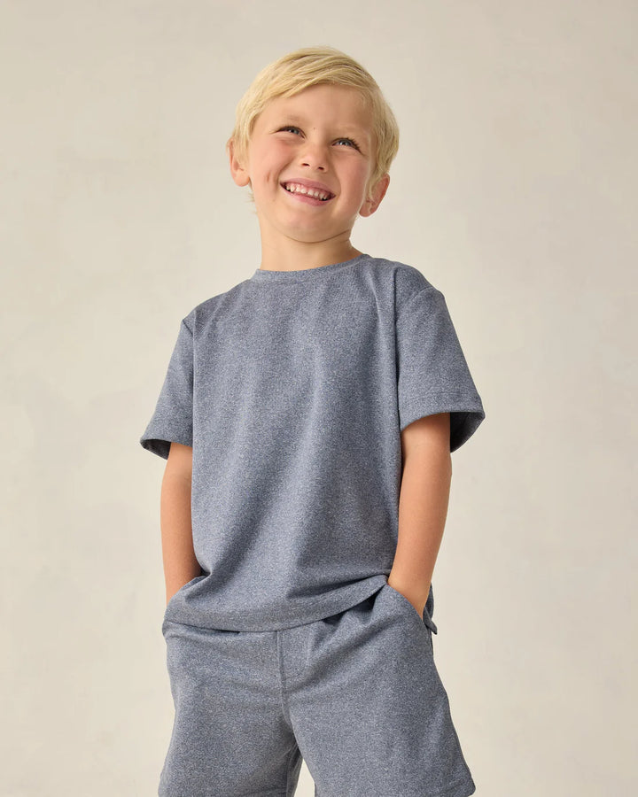 RYLEE + CRU - KIDS COVE ESSENTIAL TEE HEATHERED MARINE