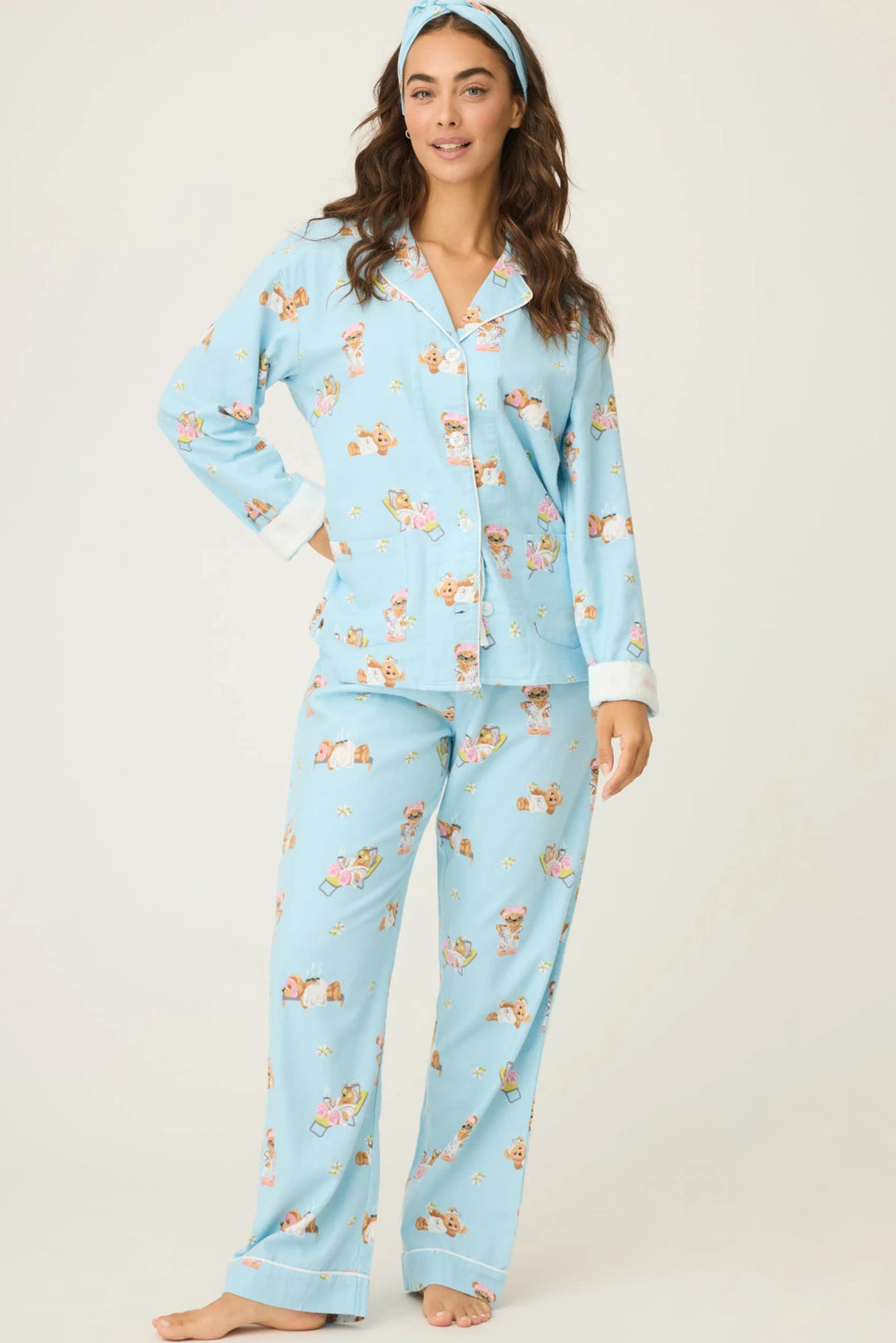P.J. SALVAGE- WOMEN'S BEARY CUTE BEAR PRINT FLANNEL PJ SET