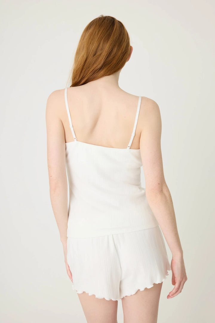 P.J. SALVAGE- WOMEN'S POINTELLE ESSENTIALS SOLID IVORY CAMISOLE