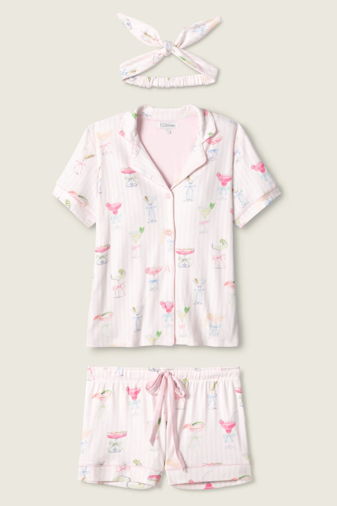 P.J. SALVAGE- WOMEN'S PRETTY PUNCH COCKTAIL PRINT 3-PIECE SHORT SET