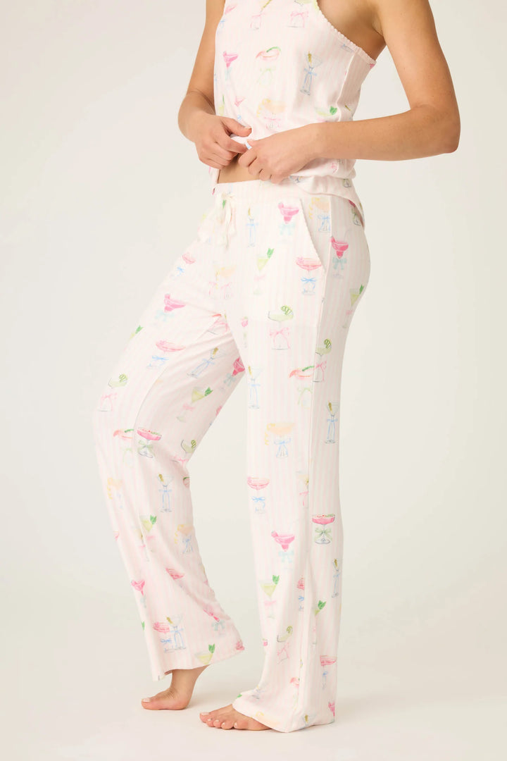 P.J. SALVAGE- WOMEN'S PRETTY PUNCH COCKTAIL PRINT OPEN LEG PANTS