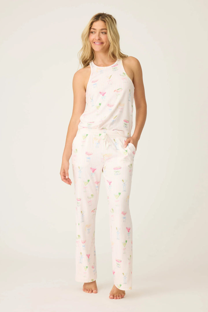 P.J. SALVAGE- WOMEN'S PRETTY PUNCH COCKTAIL PRINT OPEN LEG PANTS