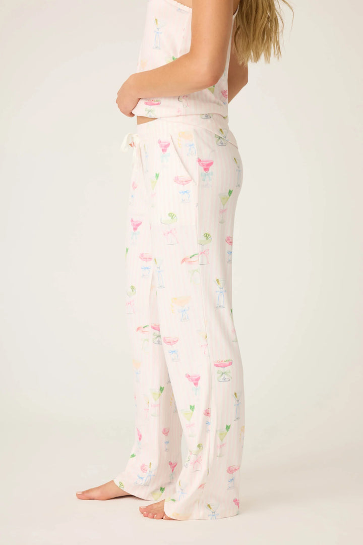 P.J. SALVAGE- WOMEN'S PRETTY PUNCH COCKTAIL PRINT OPEN LEG PANTS