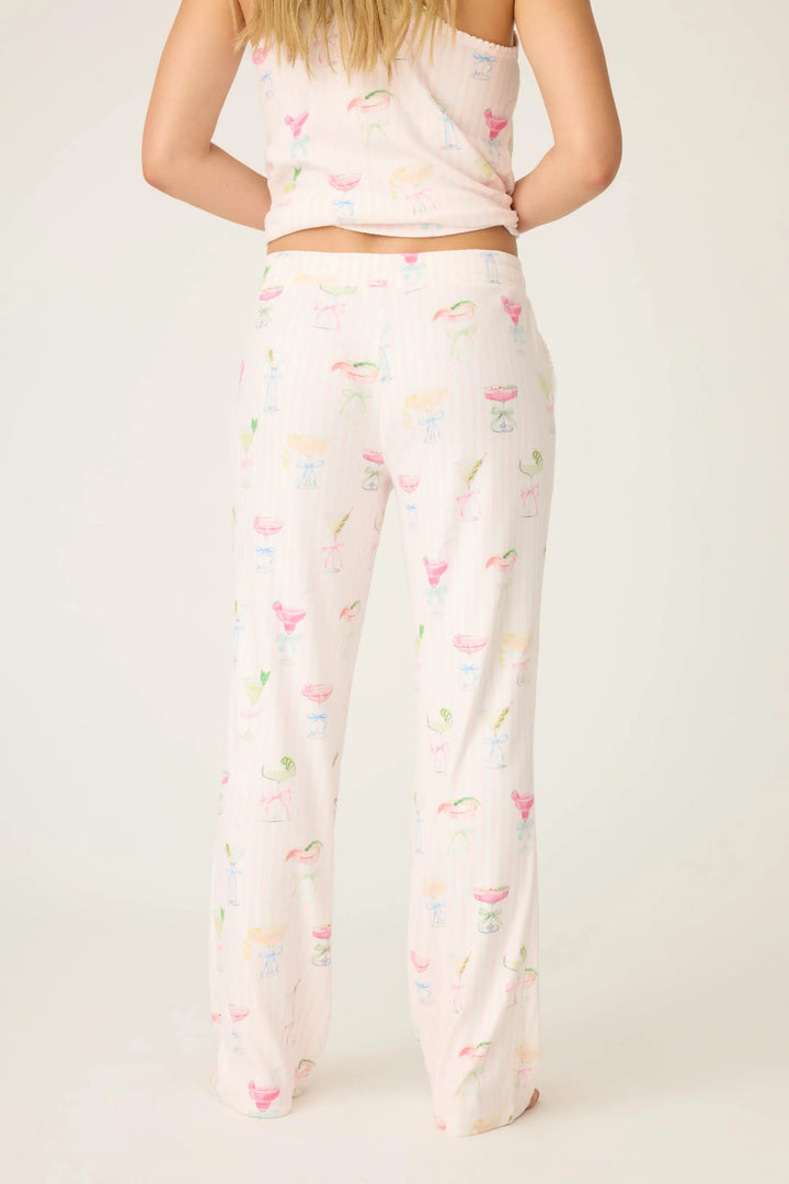 P.J. SALVAGE- WOMEN'S PRETTY PUNCH COCKTAIL PRINT OPEN LEG PANTS