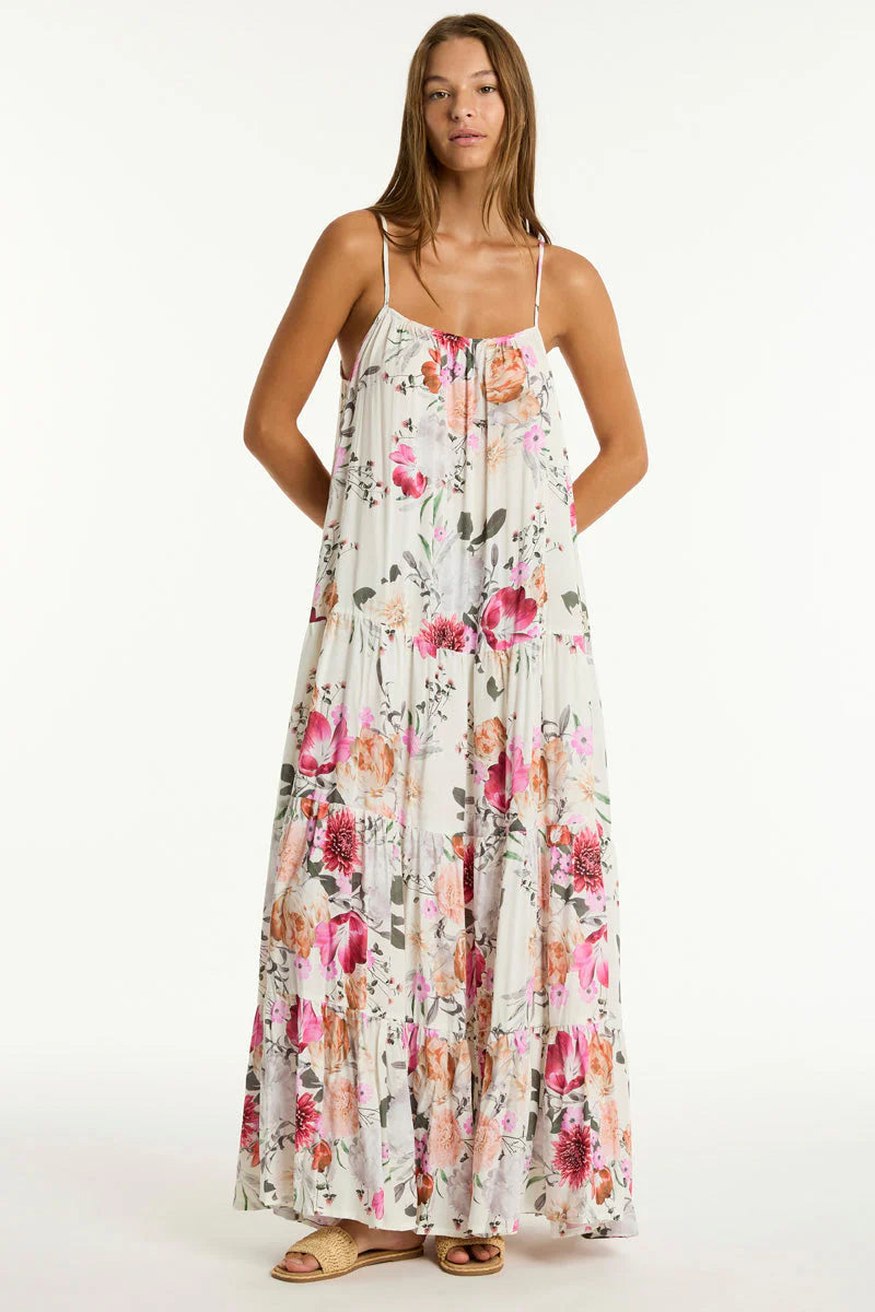 SEA LEVEL- WOMEN'S BELLE TIERED MAXI SUNDRESS COVER UP