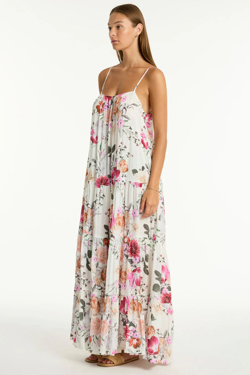 SEA LEVEL- WOMEN'S BELLE TIERED MAXI SUNDRESS COVER UP