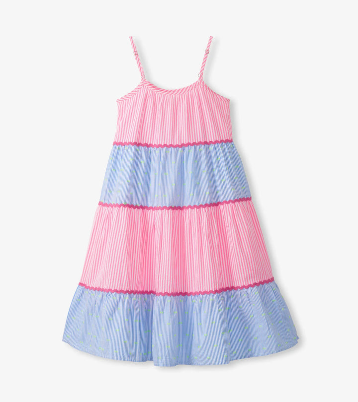 HATLEY -  KIDS MIXED SEERSUCKER STRAPPY MIDI DRESS