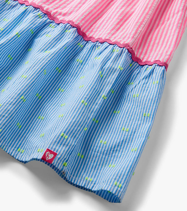 HATLEY -  KIDS MIXED SEERSUCKER STRAPPY MIDI DRESS