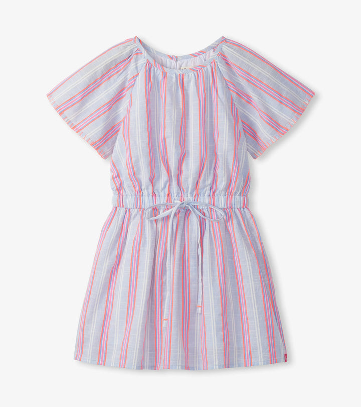 HATLEY -  KIDS NEON CHAMBRAY STRIPES WOVEN PLAY DRESS