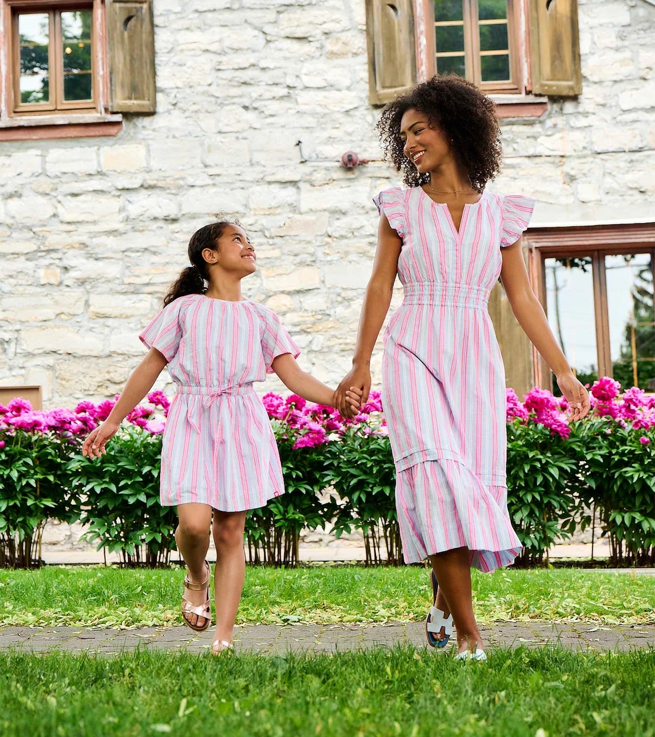 HATLEY -  KIDS NEON CHAMBRAY STRIPES WOVEN PLAY DRESS