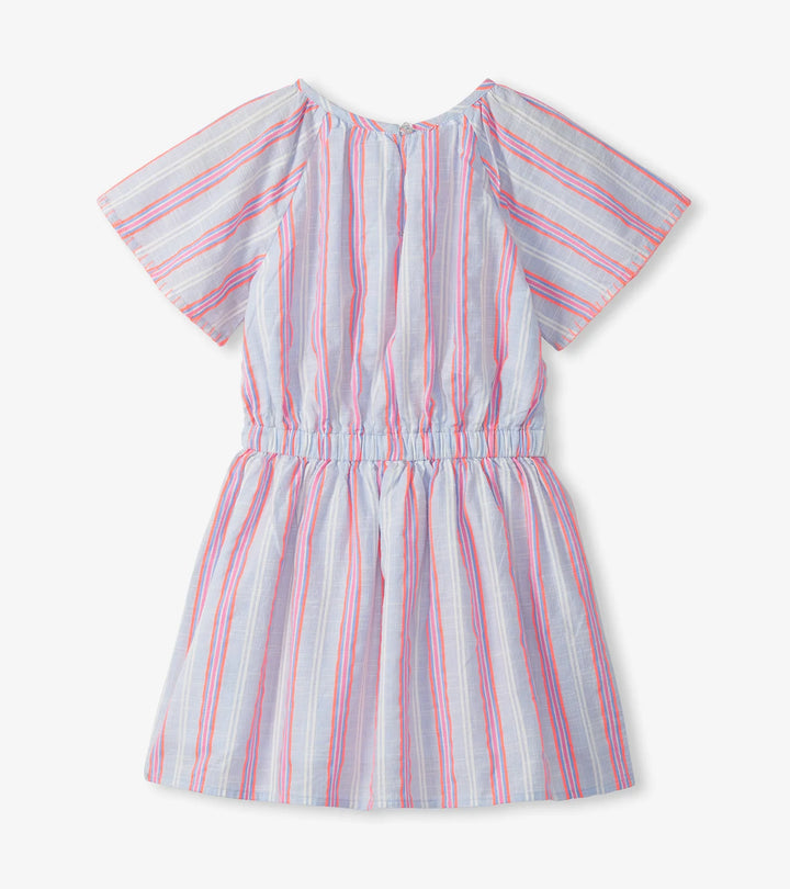 HATLEY -  KIDS NEON CHAMBRAY STRIPES WOVEN PLAY DRESS