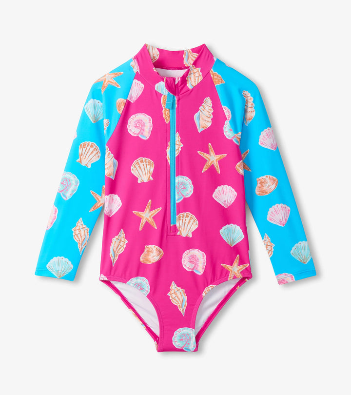 HATLEY -  KIDS OCEAN SHELLS LONGSLEEVE RASHGUARD SWIMSUIT