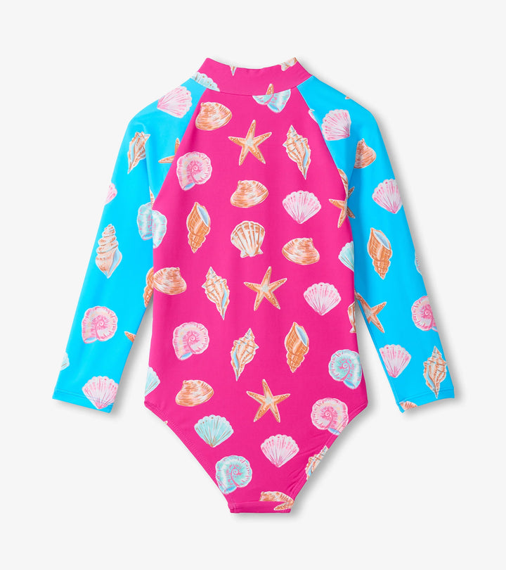 HATLEY -  KIDS OCEAN SHELLS LONGSLEEVE RASHGUARD SWIMSUIT
