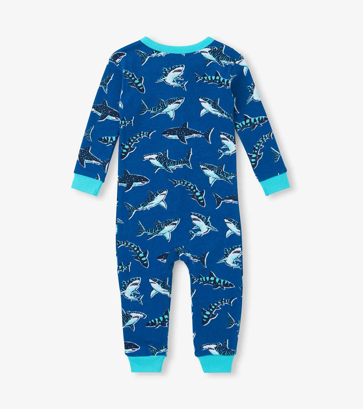 HATLEY -  KIDS PATTERNED SHARKS COTTON COVERALL