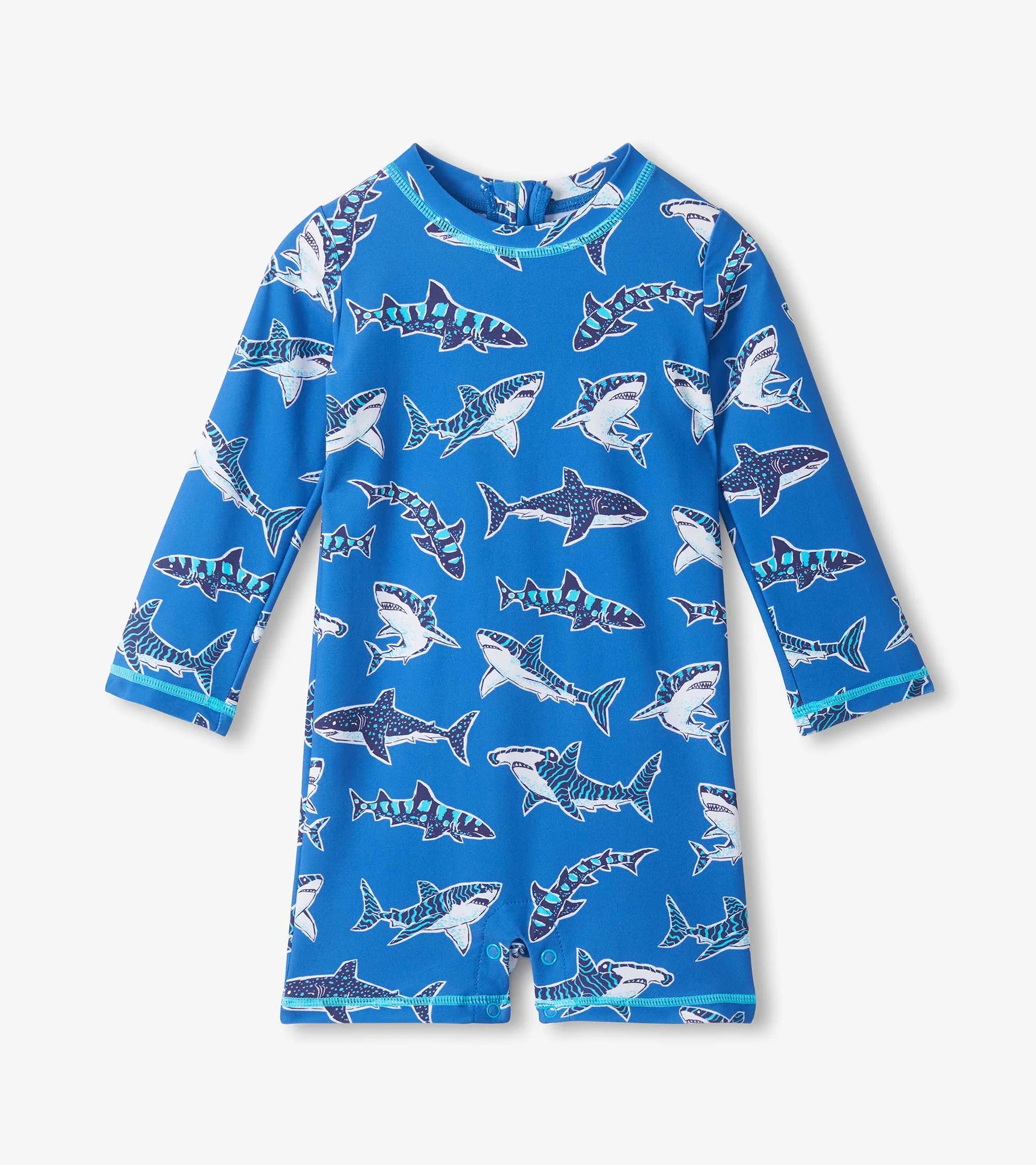 HATLEY -  KIDS PATTERNED SHARKS ONE PIECE RASHGUARD