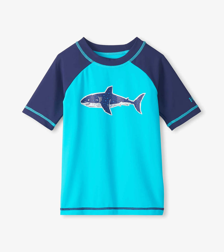 HATLEY -  KIDS BLUE SHARK SHORT SLEEVE RASHGUARD