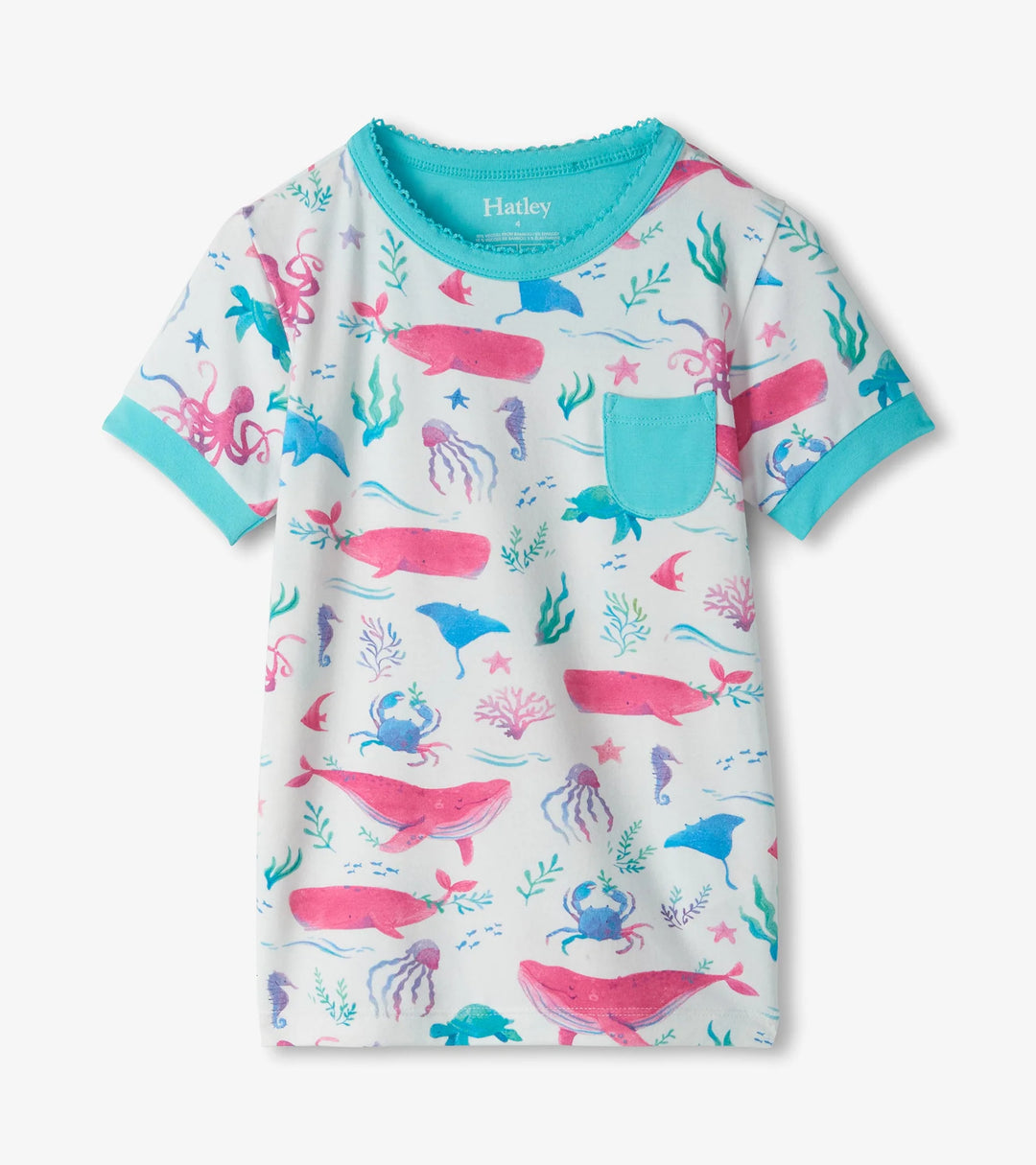 HATLEY -  KIDS PAINTED SEALIFE BAMBOO SHORT PAJAMA SET