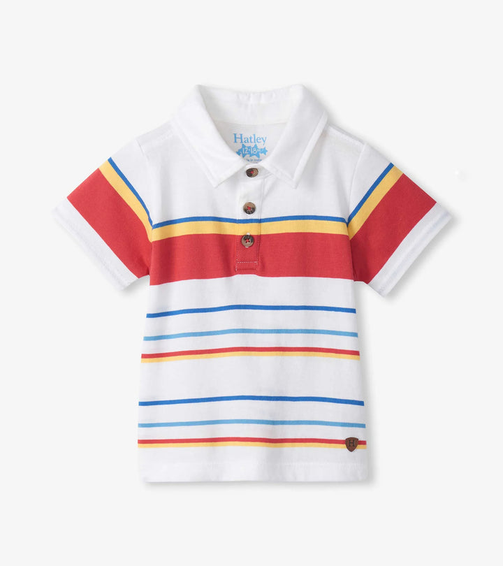 HATLEY -  KIDS SEASCAPE STRIPES PEACHED JERSEY POLO TEE