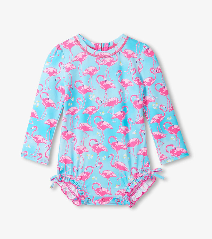 HATLEY -  KIDS WHIMSICAL FLAMINGOS RASHGUARD SWIMSUIT