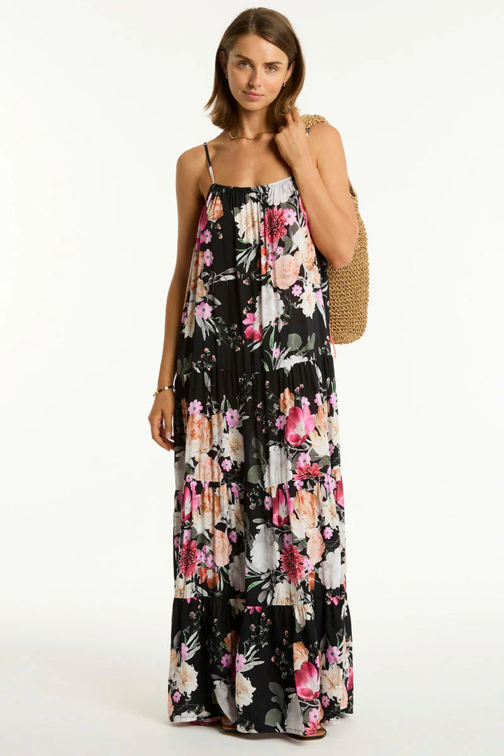 SEA LEVEL- WOMEN'S BELLE TIERED MAXI SUNDRESS COVER UP