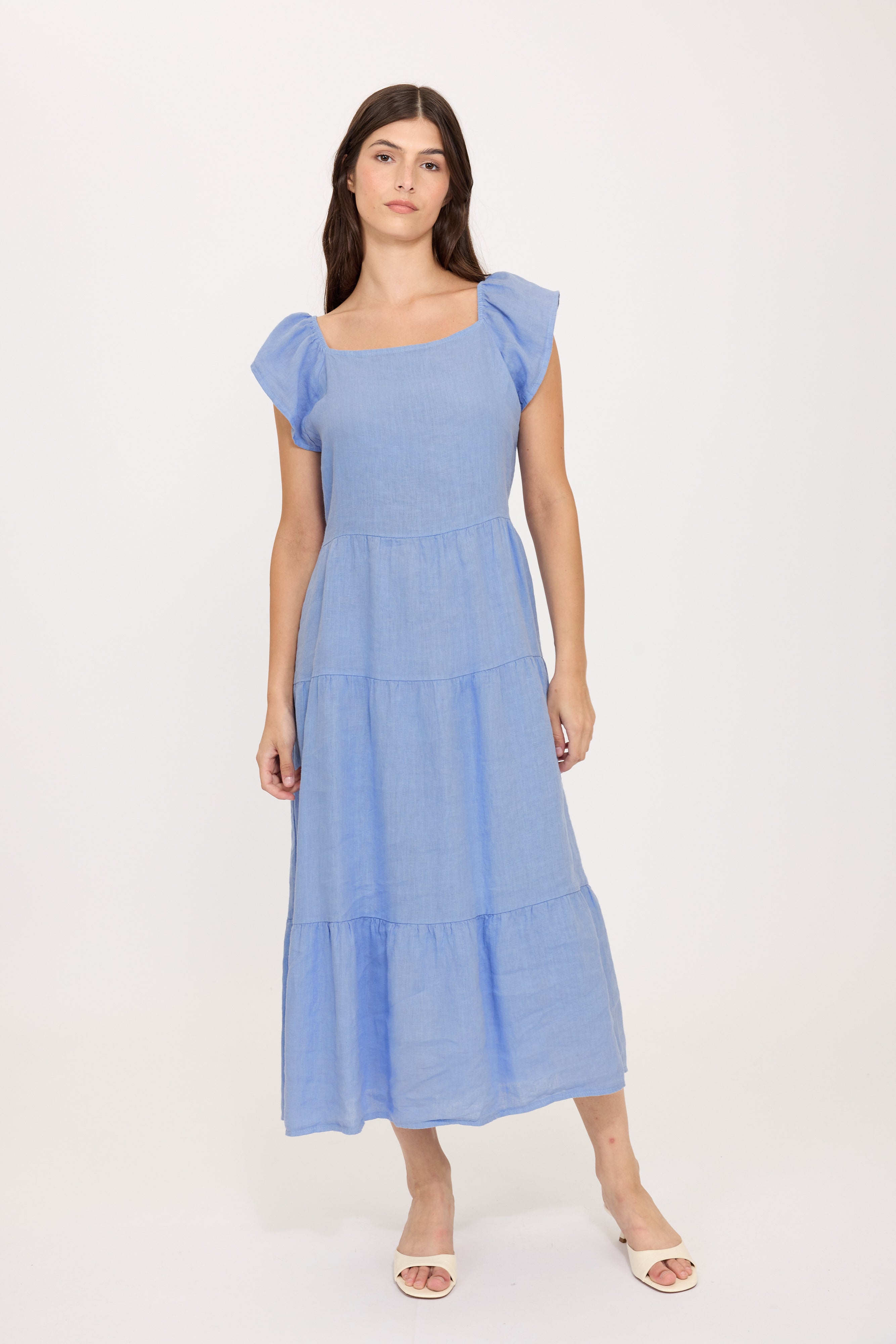 PISTACHE - PANELLED LINEN SUMMER DRESS