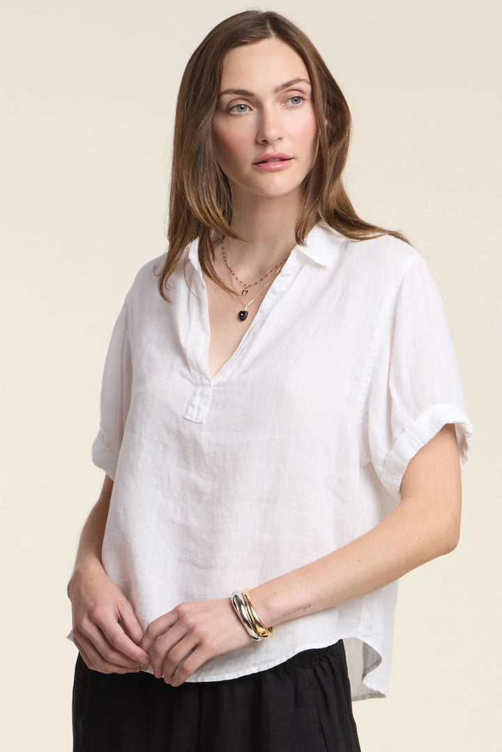 VELVET - WOMEN'S VIVICA07 WOVEN LINEN TOP