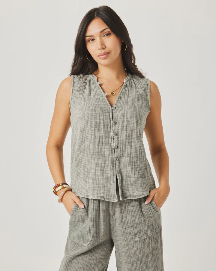 SPLENDID - WOMEN'S AVA GAUZE BUTTON TANK
