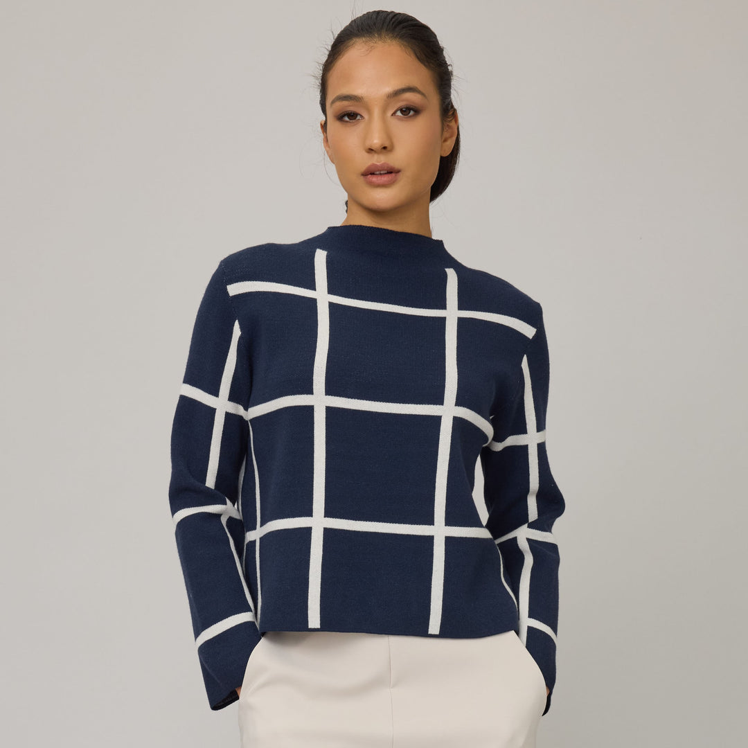 PISTACHE- CHECK KNIT SWEATER