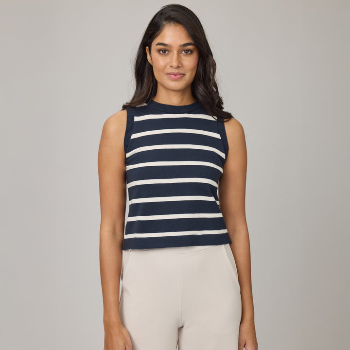 PISTACHE- WOMEN'S STRIPED KNIT VEST