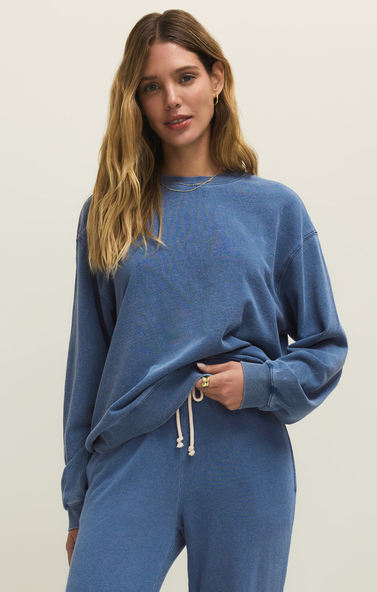 Z SUPPLY - BOYFRIEND DENIM SWEATESHIRT