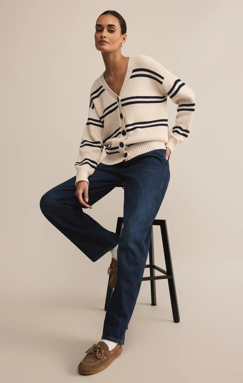 Z SUPPLY - WOMENS BOYFRIEND STRIPED CARDIGAN
