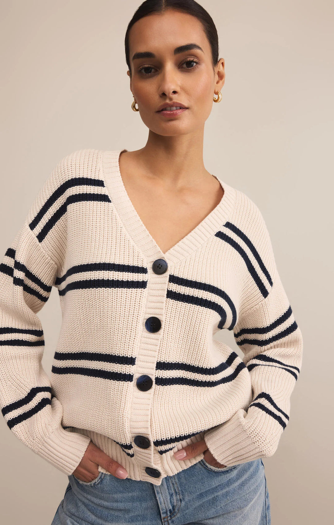 Z SUPPLY - WOMENS BOYFRIEND STRIPED CARDIGAN