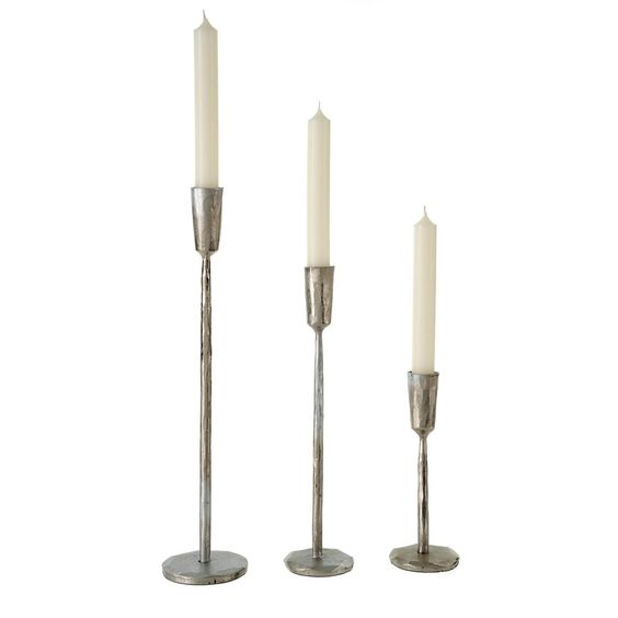INDABA- LUNE FORGED M, SILVER CANDLE STICK