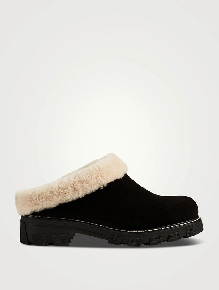 LA CANADIENNE- WOMEN'S ALWAYS SHEARLING-LINED SUEDE MULES