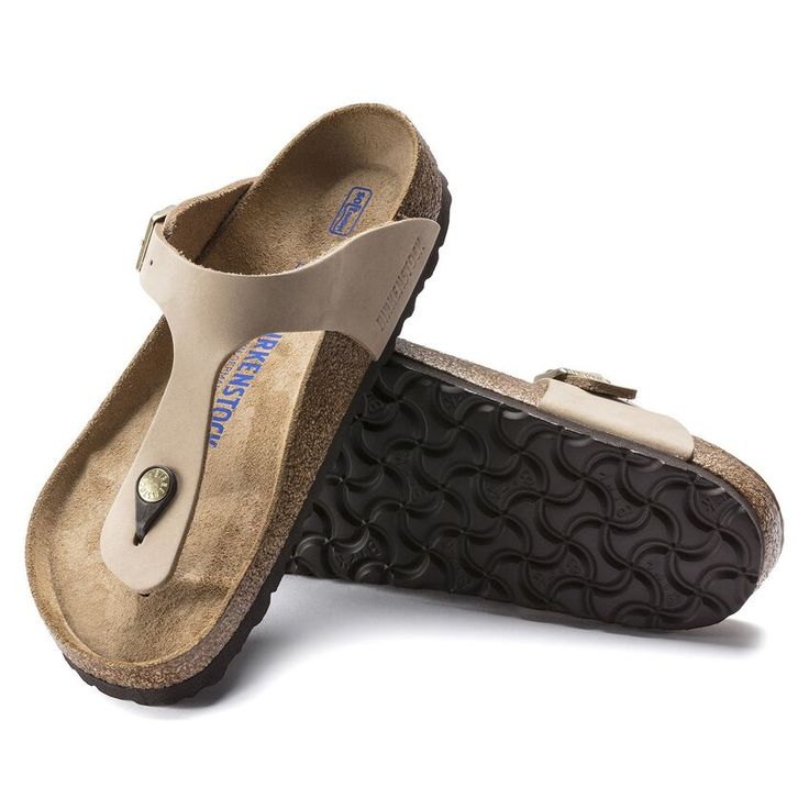BIRKENSTOCK- GIZEH SOFT FOOTBED NUBUCK LEATHER SANDAL