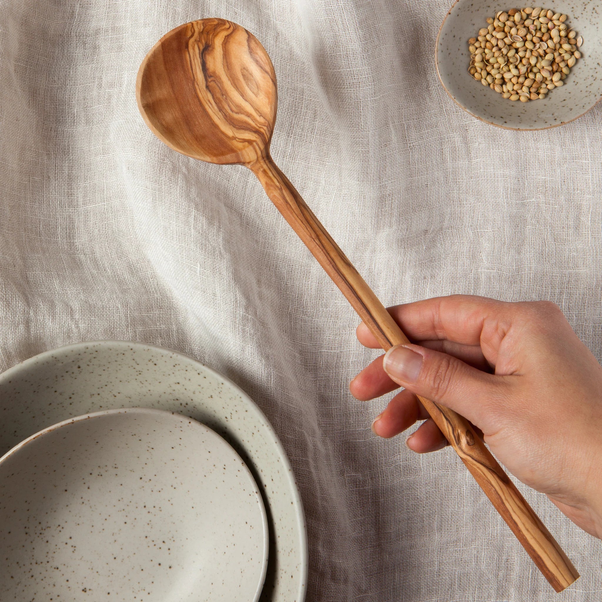 DANICA - SPOON LONG ROUNDED OLIVE WOOD