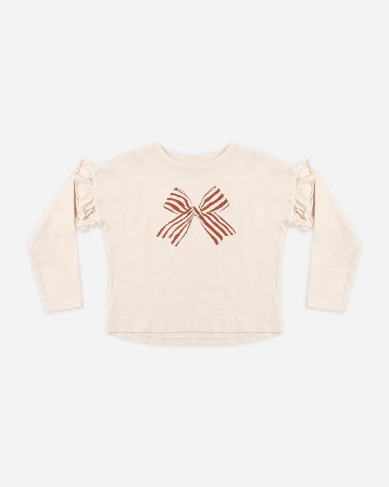 RYLEE + CRU - RUFFLE LONG SLEEVE BOW TEE