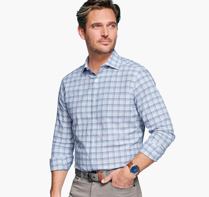JOHNSTON & MURPHY- Men's Linen-Blend Dress Shirt