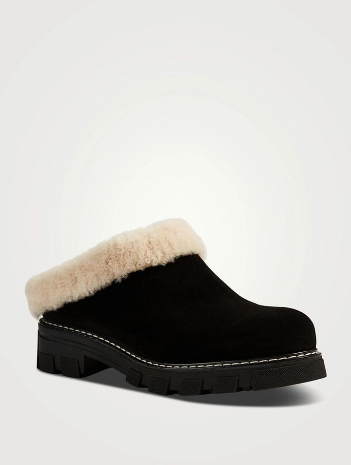 LA CANADIENNE- WOMEN'S ALWAYS SHEARLING-LINED SUEDE MULES