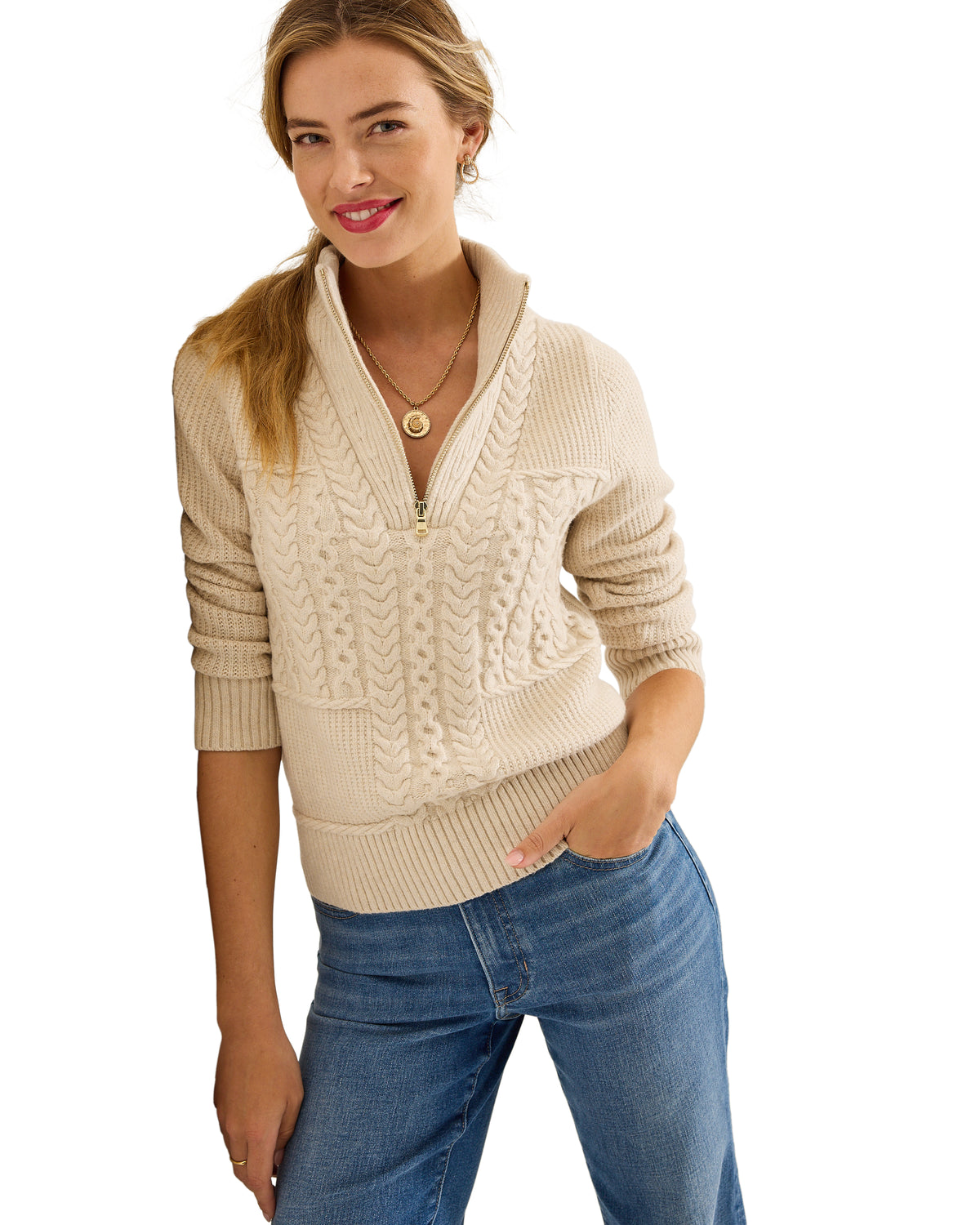 TOMMY BAHAMA - WOMEN'S CLOUD BAY CABLE HALF ZIP