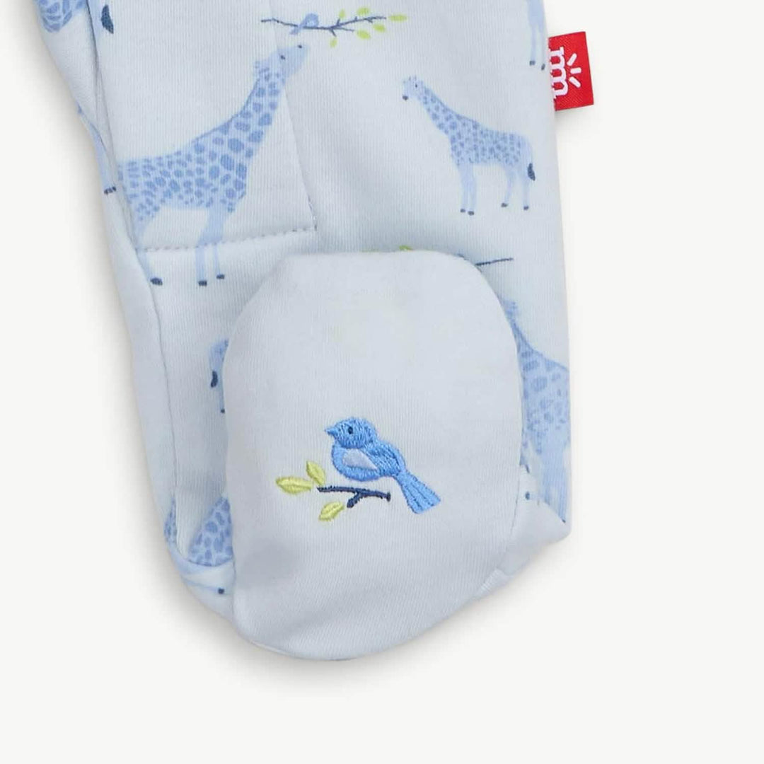 MAGNETIC ME - BLUE JOLIE GIRAFFE ORGANIC COTTON MAG FOOTIE
