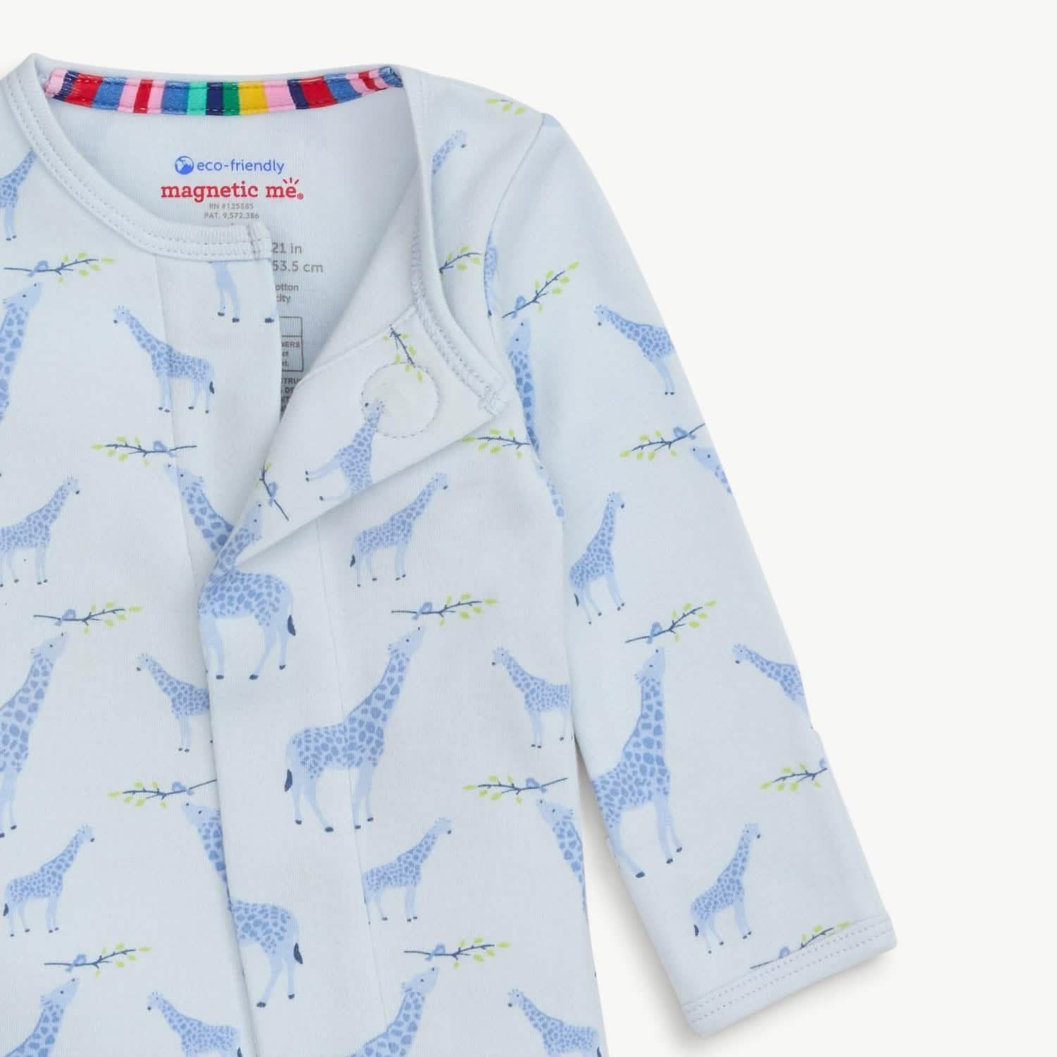 MAGNETIC ME - BLUE JOLIE GIRAFFE ORGANIC COTTON MAG FOOTIE